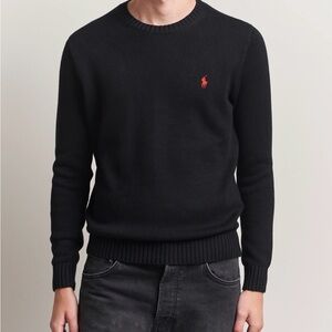 NWT Ralph Lauren Black Knit Sweater with Red accent